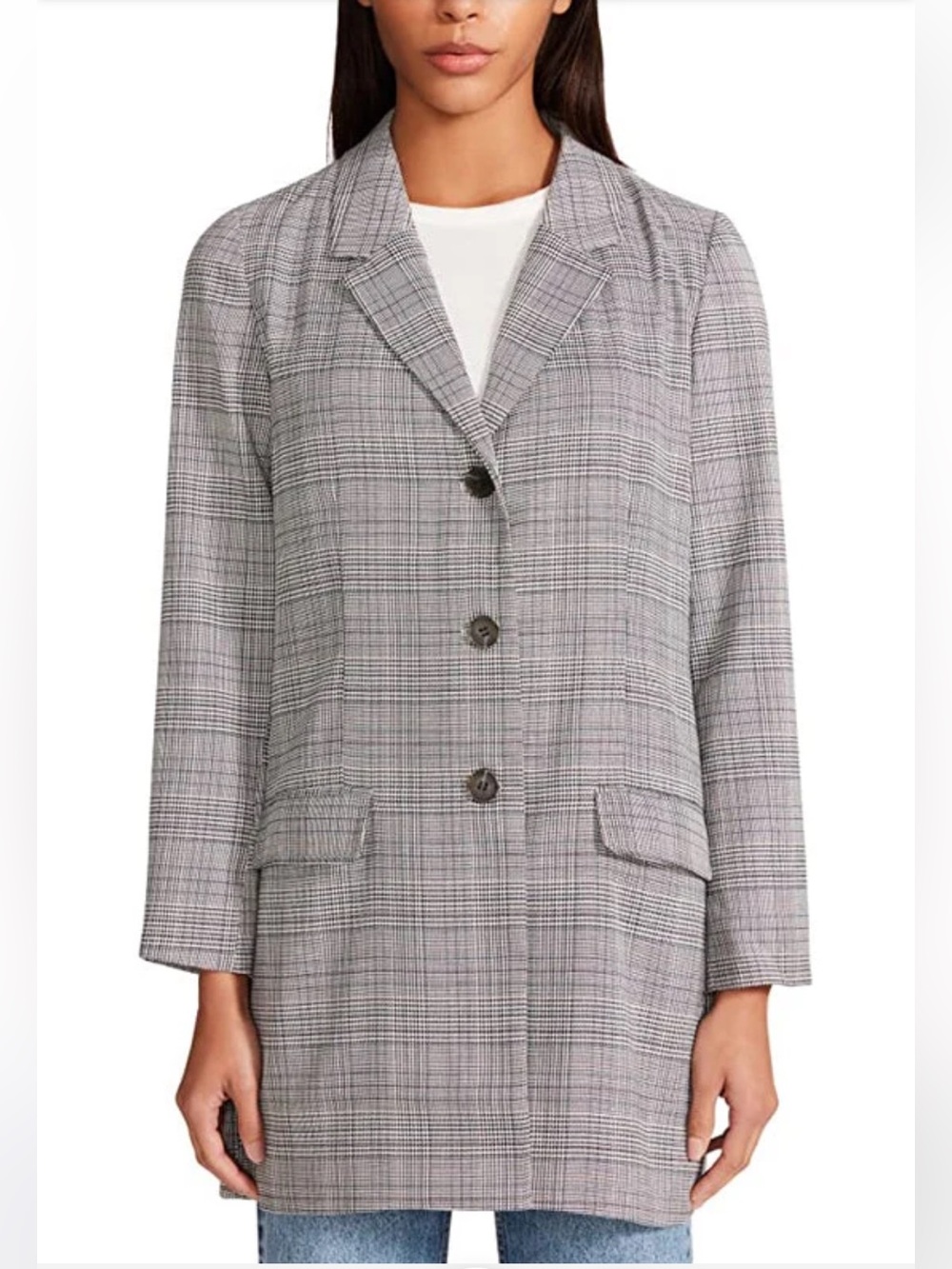 BB Dakota by Steve Madden Get Plaid Work Office Fall Blazer Gray Women’s Size M